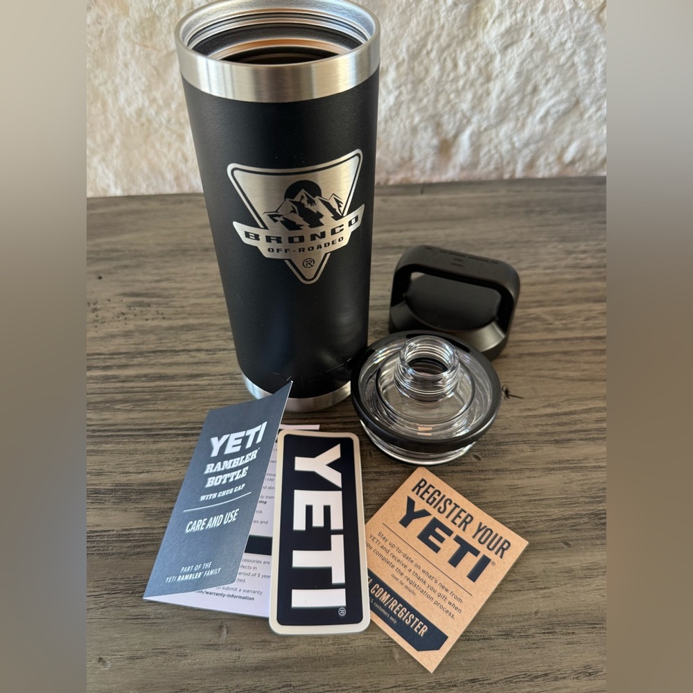 Yeti 18oz Bronco Rambler Black and Silver Water Bottle - Picture 6 of 7